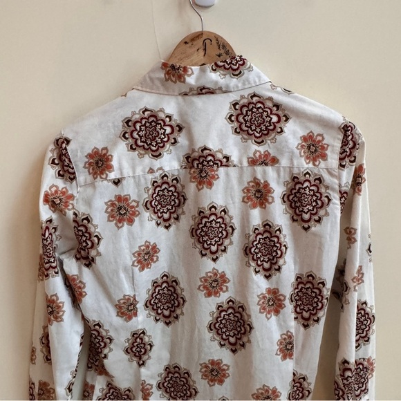 Central Park Floral Print Long Sleeve Collared Button Up Womens Size M - Picture 6 of 11